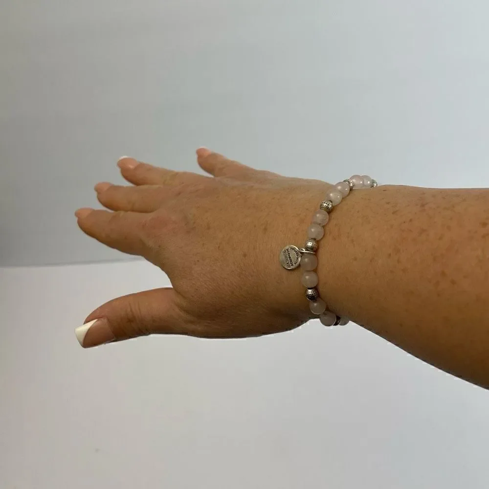 Alex and Ani| White Jade| Silver accent|Stretch bracelet